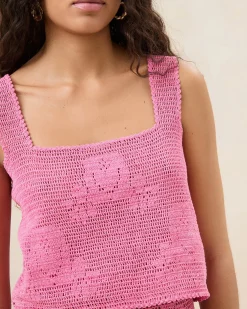 Loeffler Randall Aurelie Rose Crochet Sleeveless Top| FOR THE GUESTS|Event Essentials