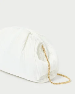 Loeffler Randall Bailey White Pleated Dome Clutch| SOMETHING BLUE|Event Essentials