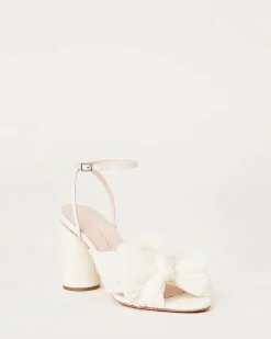 Loeffler Randall Camellia Pearl Pleated Bow Heel| FOR THE BRIDE|Heeled Sandals
