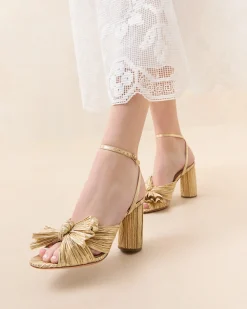 Loeffler Randall Camellia Pearl Pleated Bow Heel| FOR THE BRIDE|Heeled Sandals