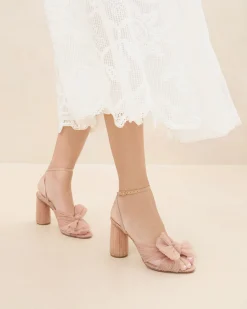 Loeffler Randall Camellia Pearl Pleated Bow Heel| FOR THE BRIDE|Heeled Sandals