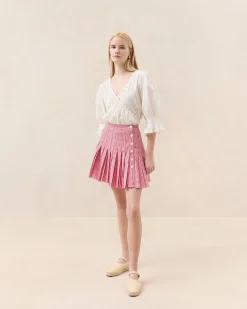 Loeffler Randall Caroline Red Gingham Pleated Skirt| Bottoms