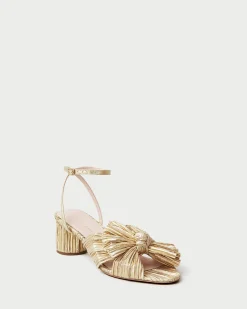 Loeffler Randall Dahlia Black Pleated Bow Heel| Heeled Sandals