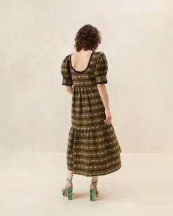 Loeffler Randall Gillian Blue Floral Puff-Sleeve Dress| Dresses