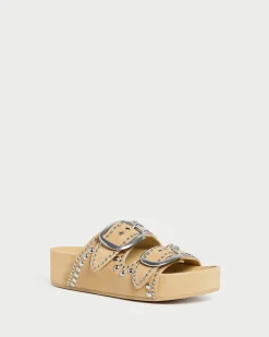 Loeffler Randall Jack Saffron Suede Studded Sandal| Flat Sandals
