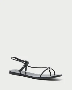 Loeffler Randall Lara Black Leather Sandal| FOR THE GUESTS|Flat Sandals