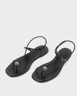 Loeffler Randall Lara Black Leather Sandal| FOR THE GUESTS|Flat Sandals