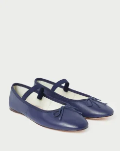 Loeffler Randall Leonie Navy Leather Ballet Flat| Flats & Loafers