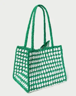 Loeffler Randall Missy Blue/Cream Crochet Tote| Totes