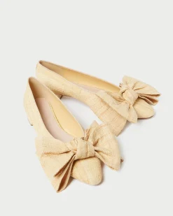 Loeffler Randall Noa Natural Raffia Bow Flat| Casual Staples|Vacation Shop