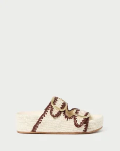 Loeffler Randall Theo Cream Raffia Footbed Sandal| Flat Sandals