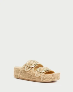 Loeffler Randall Theo Natural Straw Footbed Sandal| Casual Staples|Vacation Shop