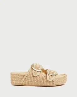 Loeffler Randall Theo Natural Straw Footbed Sandal| Casual Staples|Vacation Shop
