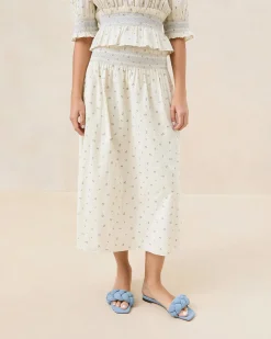 Loeffler Randall Theodora Cream Floral Cinched Skirt| Matching Sets|Bottoms